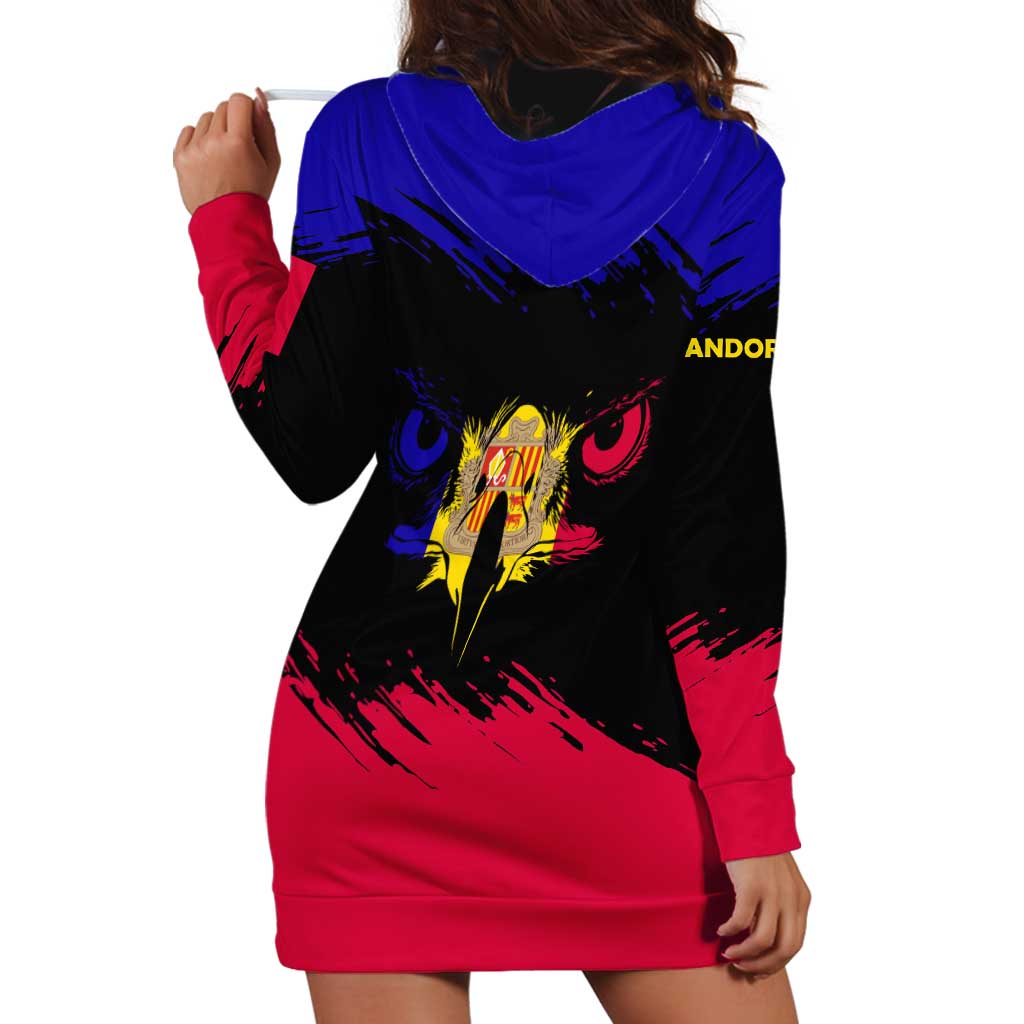 Andorra Hoodie Dress with Eagle Eyes and Paint Stroke Design - Wonder Print Shop