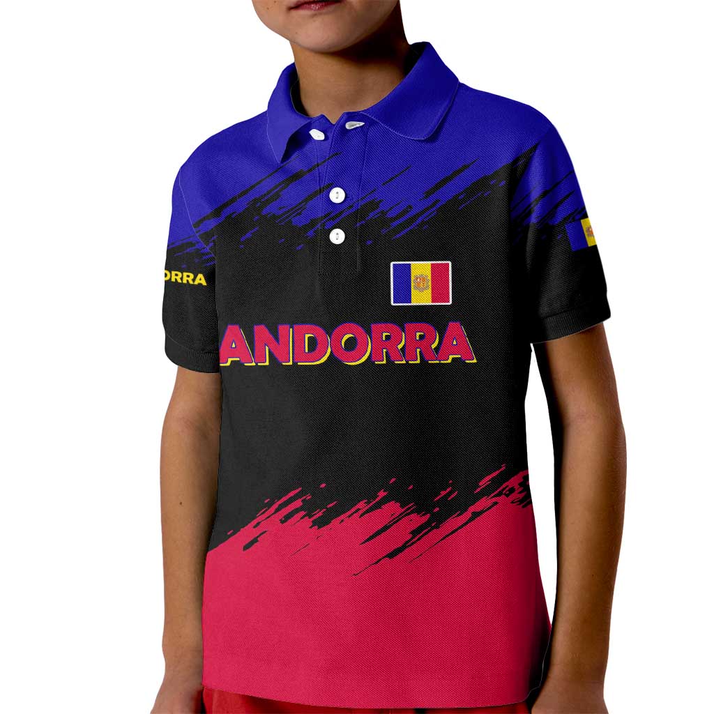 Andorra Kid Polo Shirt with Eagle Eyes and Paint Stroke Design - Wonder Print Shop