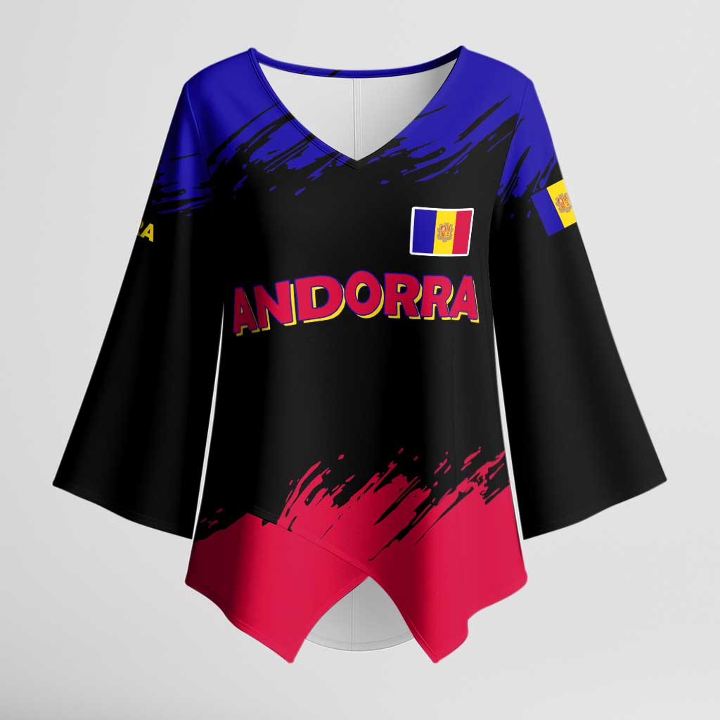 Andorra Kimono Sleeve Blouse with Eagle Eyes and Paint Stroke Design - Wonder Print Shop