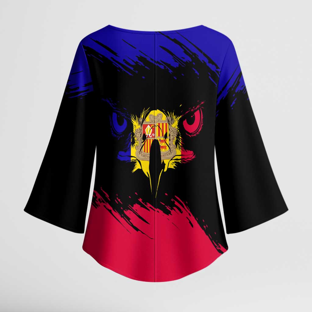Andorra Kimono Sleeve Blouse with Eagle Eyes and Paint Stroke Design - Wonder Print Shop