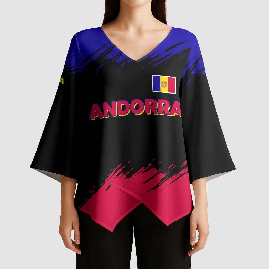 Andorra Kimono Sleeve Blouse with Eagle Eyes and Paint Stroke Design - Wonder Print Shop