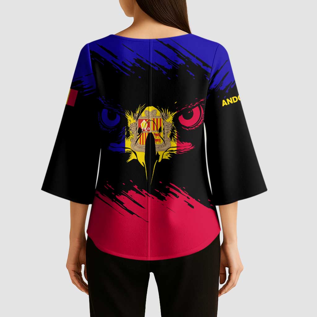 Andorra Kimono Sleeve Blouse with Eagle Eyes and Paint Stroke Design - Wonder Print Shop