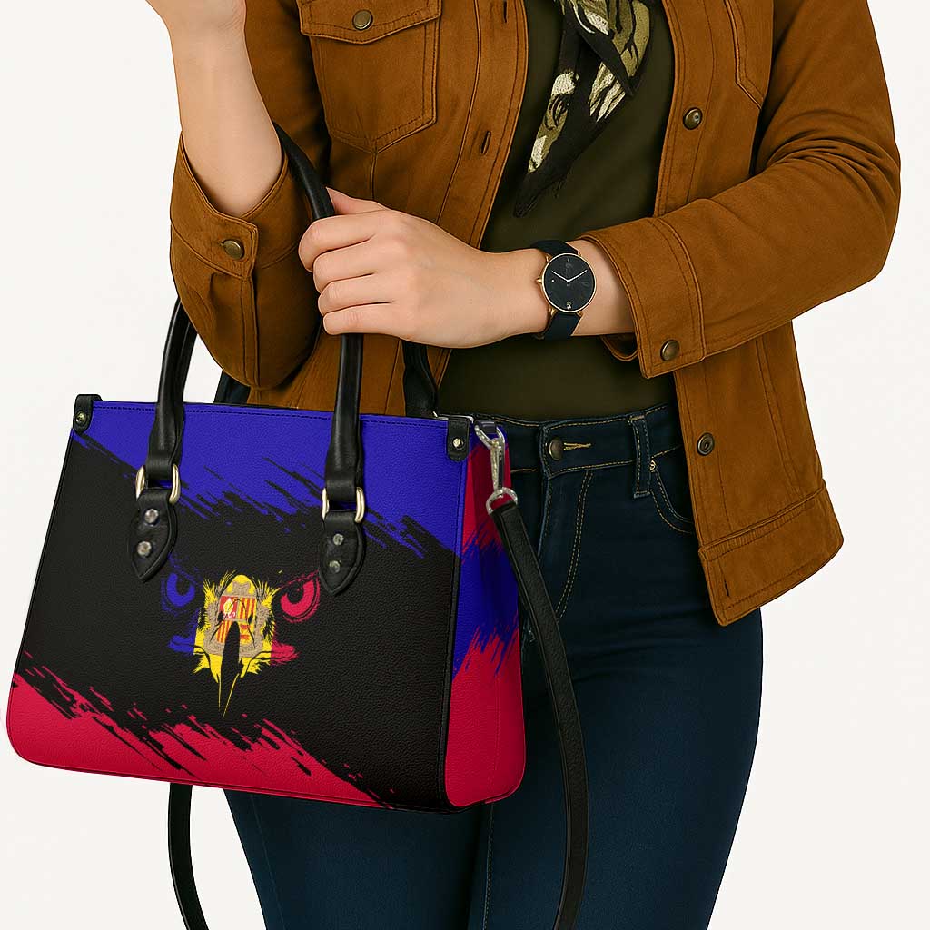 Andorra Leather Bag with Eagle Eyes and Paint Stroke Design - Wonder Print Shop