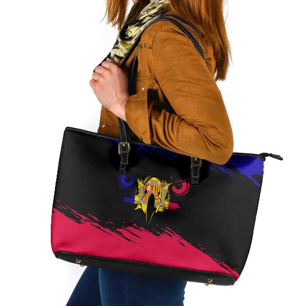 Andorra Leather Tote Bag with Eagle Eyes and Paint Stroke Design - Wonder Print Shop