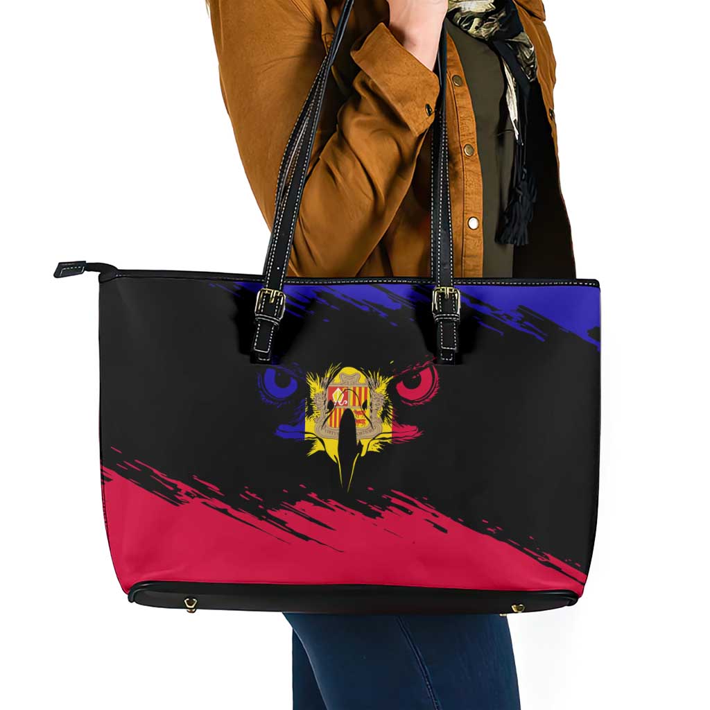 Andorra Leather Tote Bag with Eagle Eyes and Paint Stroke Design - Wonder Print Shop