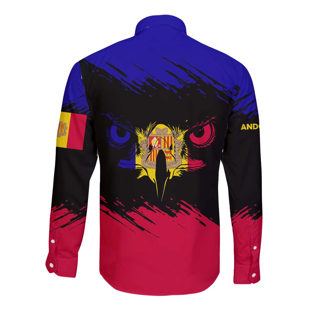 Andorra Long Sleeve Button Shirt with Eagle Eyes and Paint Stroke Design - Wonder Print Shop