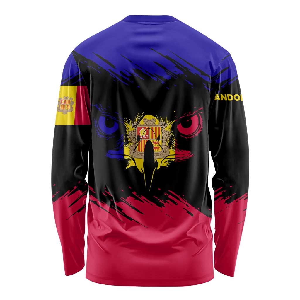 Andorra Long Sleeve Shirt with Eagle Eyes and Paint Stroke Design - Wonder Print Shop