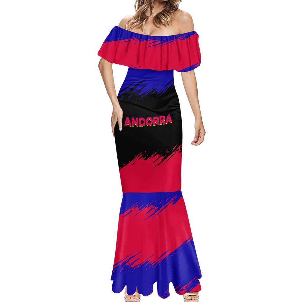 Andorra Mermaid Dress with Eagle Eyes and Paint Stroke Design - Wonder Print Shop