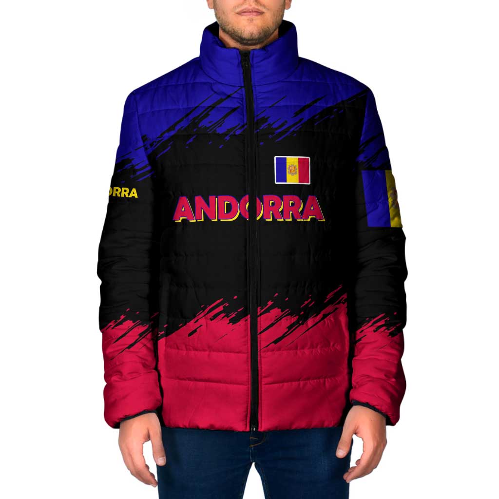 Andorra Padded Jacket with Eagle Eyes and Paint Stroke Design - Wonder Print Shop