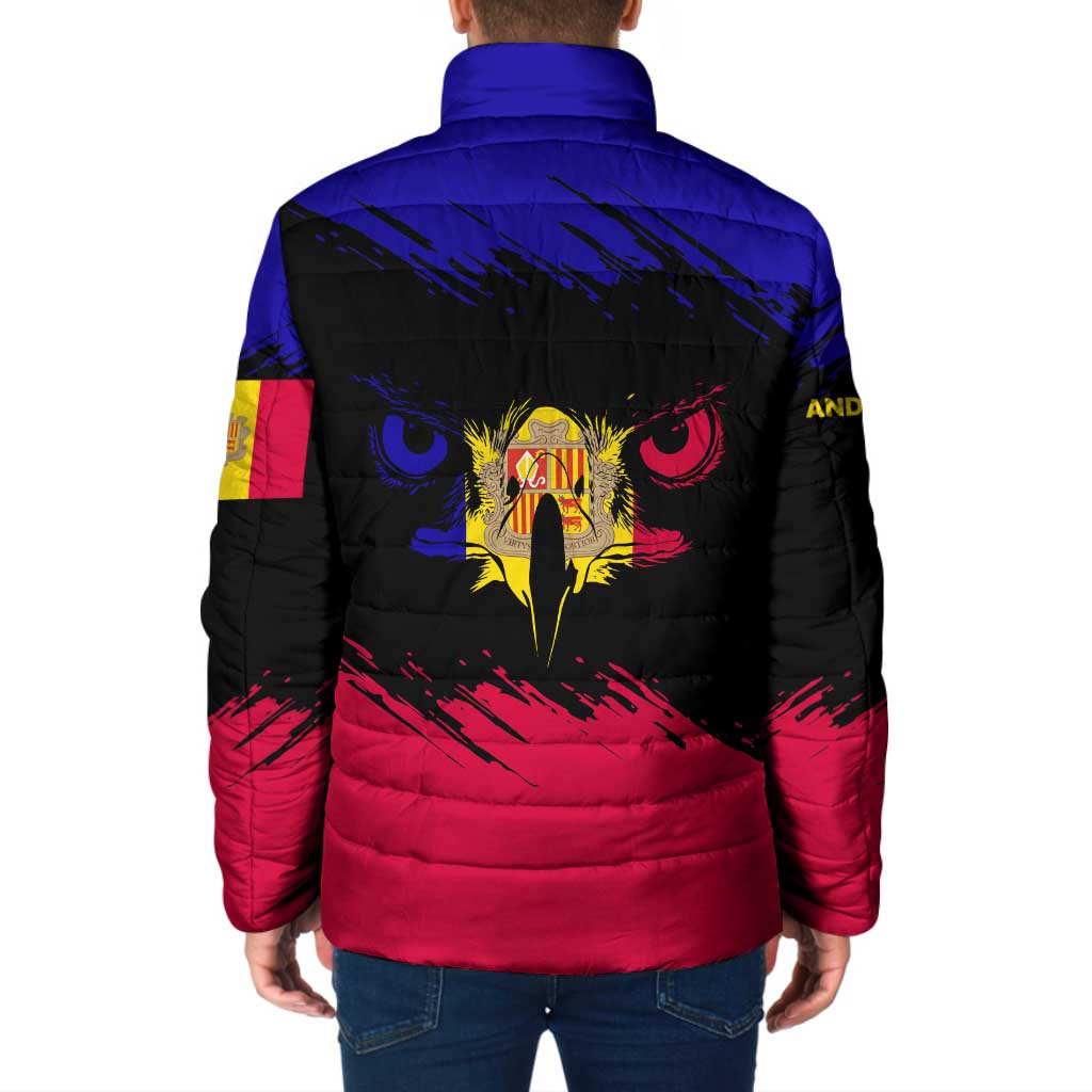 Andorra Padded Jacket with Eagle Eyes and Paint Stroke Design - Wonder Print Shop