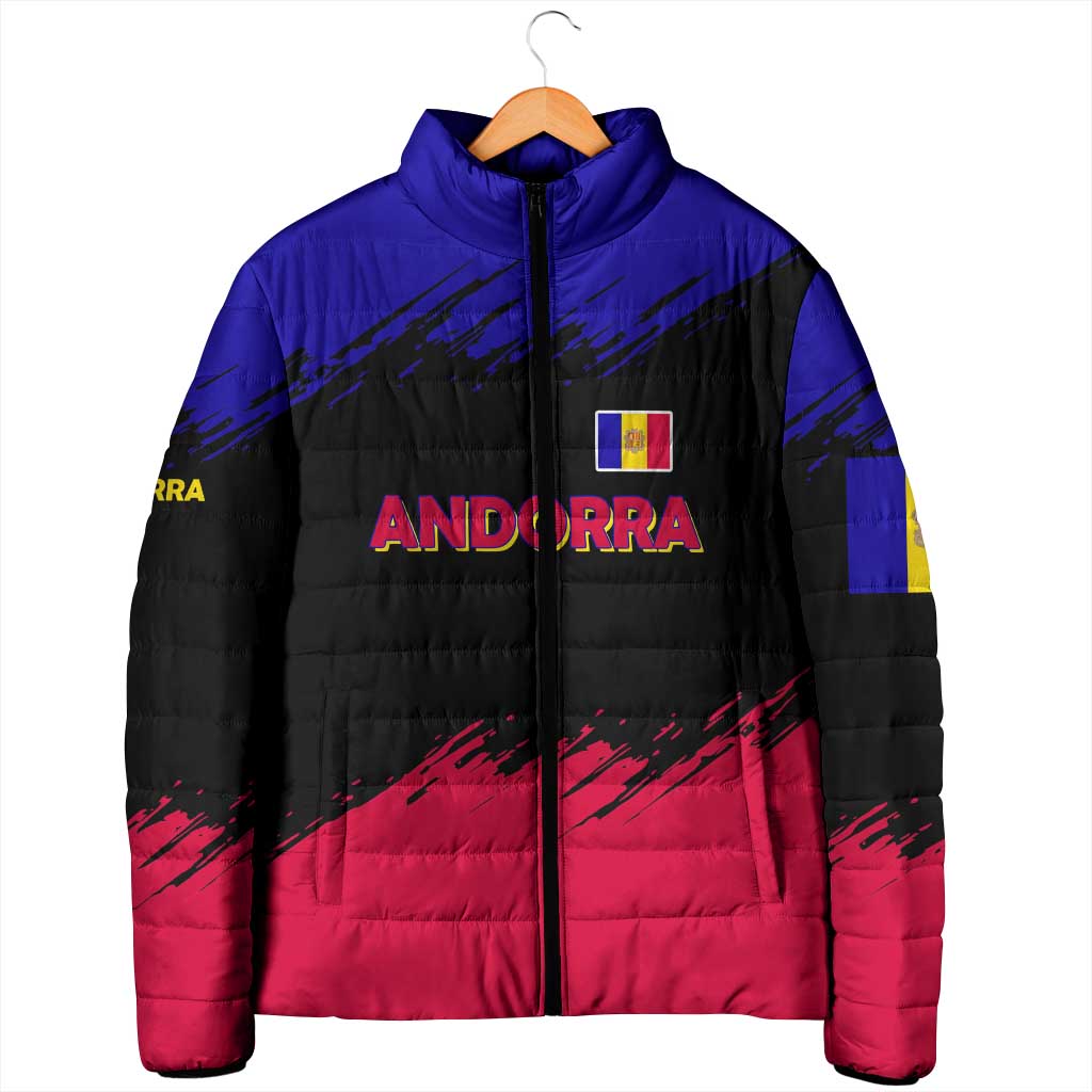Andorra Padded Jacket with Eagle Eyes and Paint Stroke Design - Wonder Print Shop