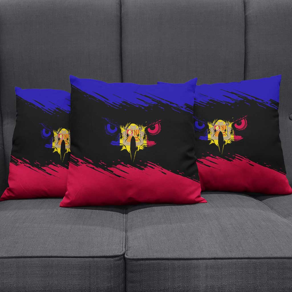 Andorra Pillow Cover with Eagle Eyes and Paint Stroke Design - Wonder Print Shop