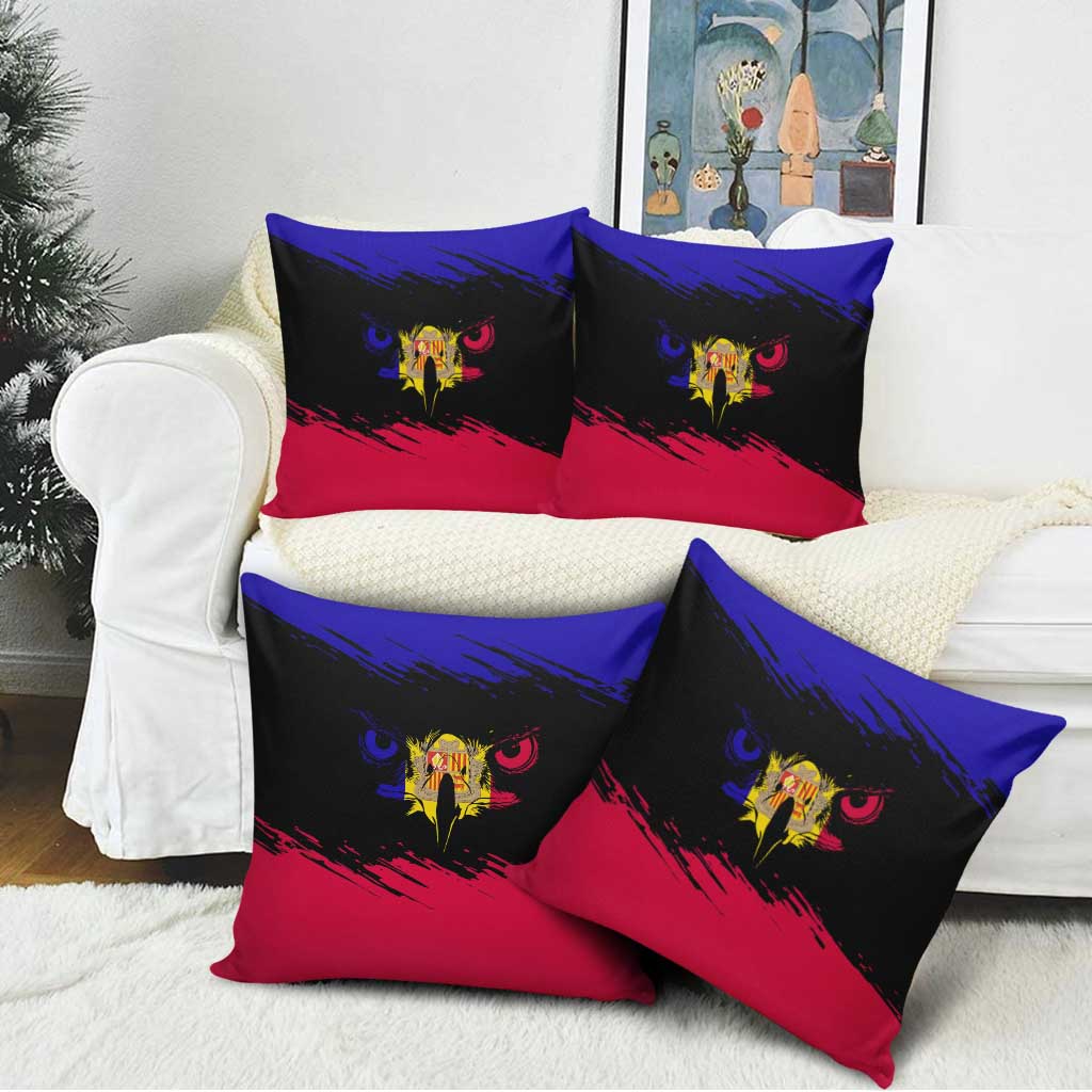 Andorra Pillow Cover with Eagle Eyes and Paint Stroke Design - Wonder Print Shop