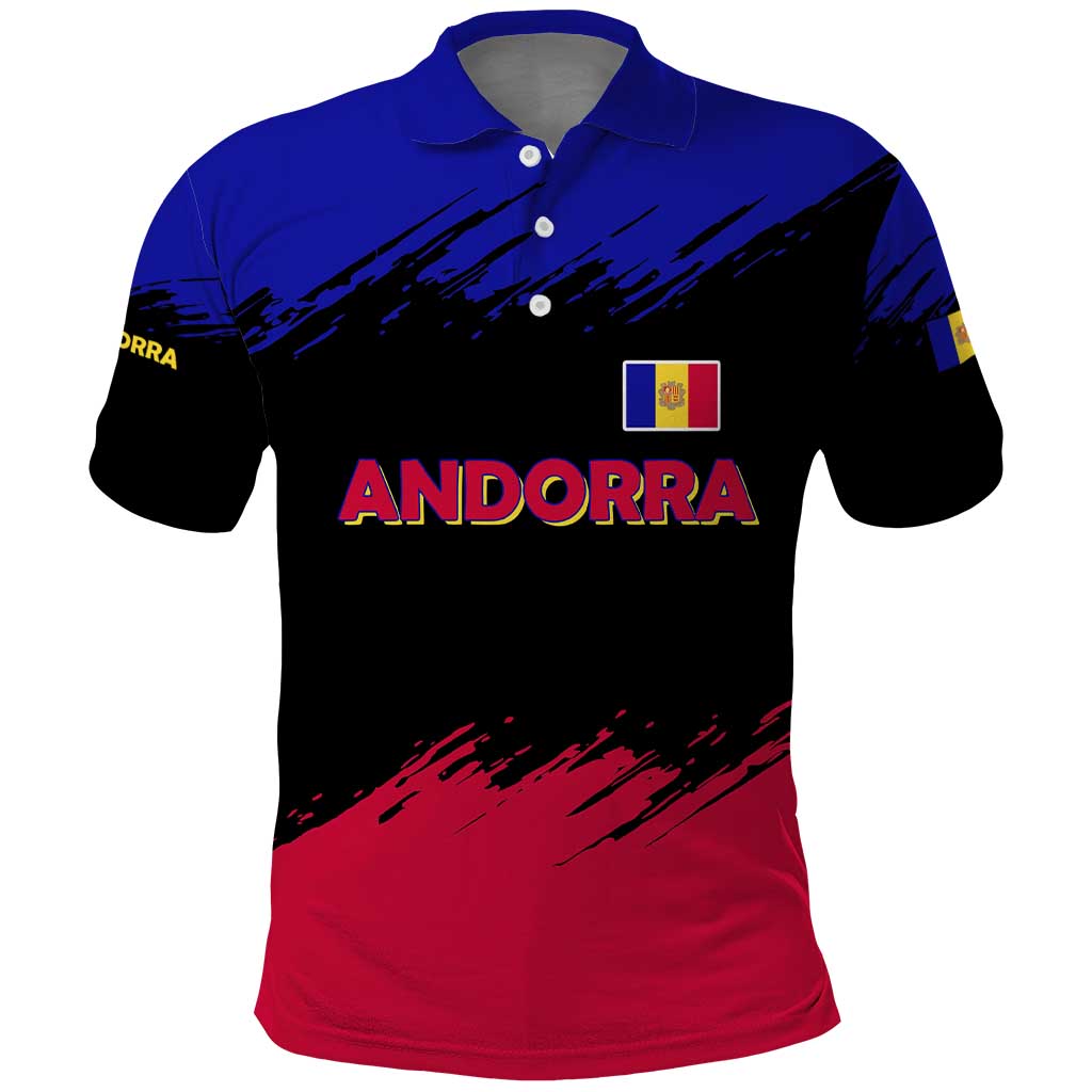 Andorra Polo Shirt with Eagle Eyes and Paint Stroke Design - Wonder Print Shop