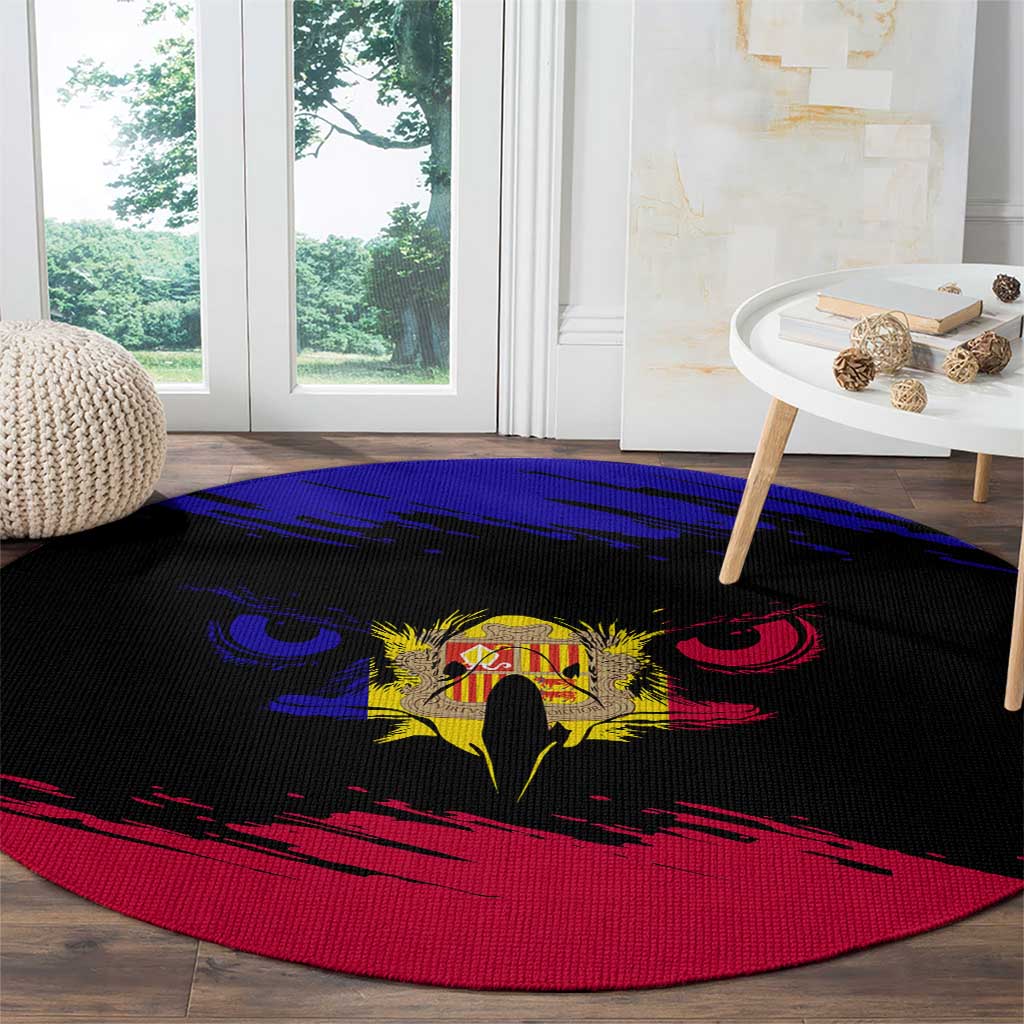 Andorra Round Carpet with Eagle Eyes and Paint Stroke Design - Wonder Print Shop