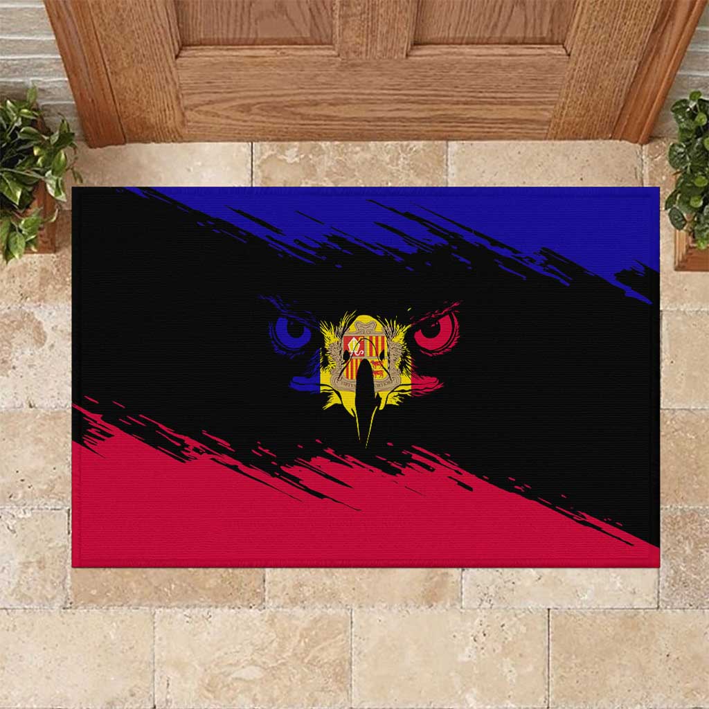Andorra Rubber Doormat with Eagle Eyes and Paint Stroke Design - Wonder Print Shop