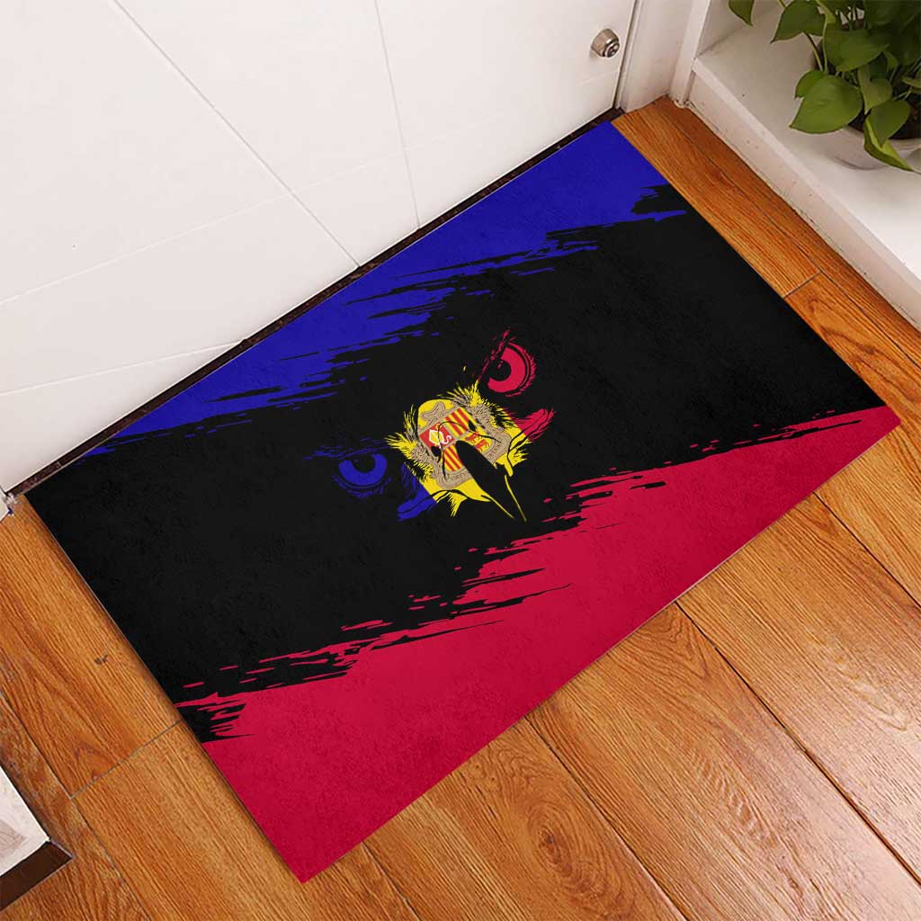 Andorra Rubber Doormat with Eagle Eyes and Paint Stroke Design - Wonder Print Shop