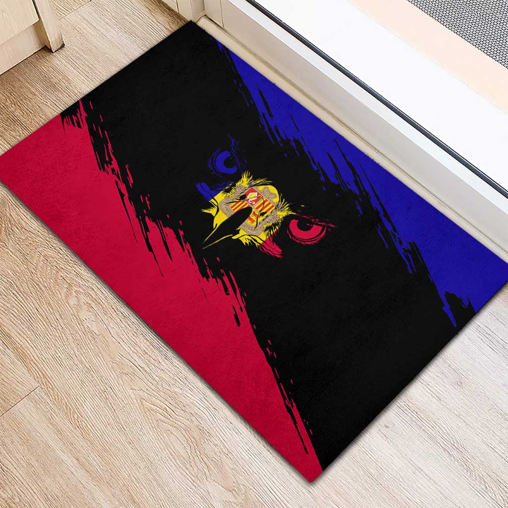 Andorra Rubber Doormat with Eagle Eyes and Paint Stroke Design - Wonder Print Shop