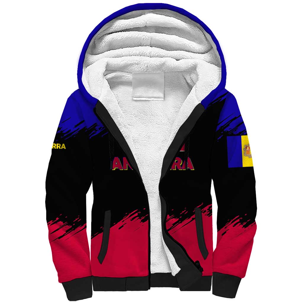Andorra Sherpa Hoodie with Eagle Eyes and Paint Stroke Design - Wonder Print Shop