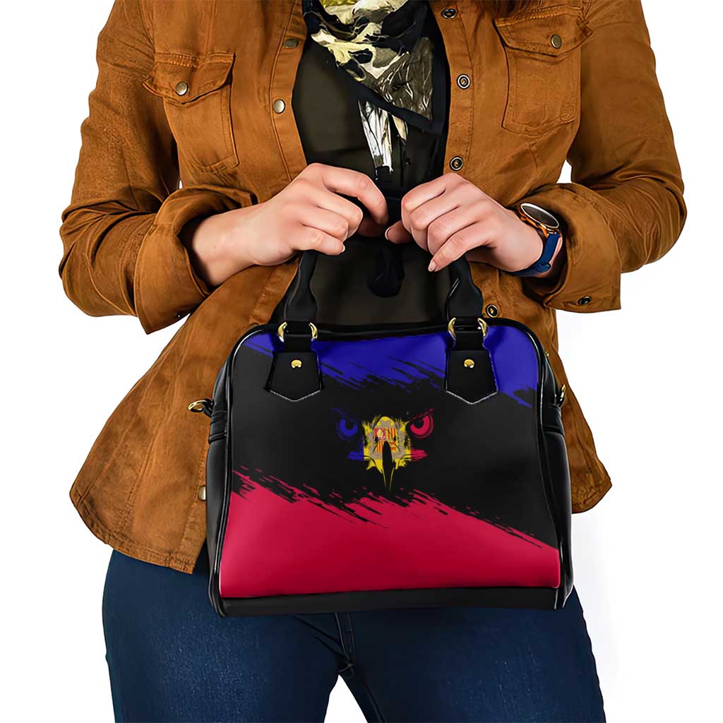 Andorra Shoulder Handbag with Eagle Eyes and Paint Stroke Design - Wonder Print Shop