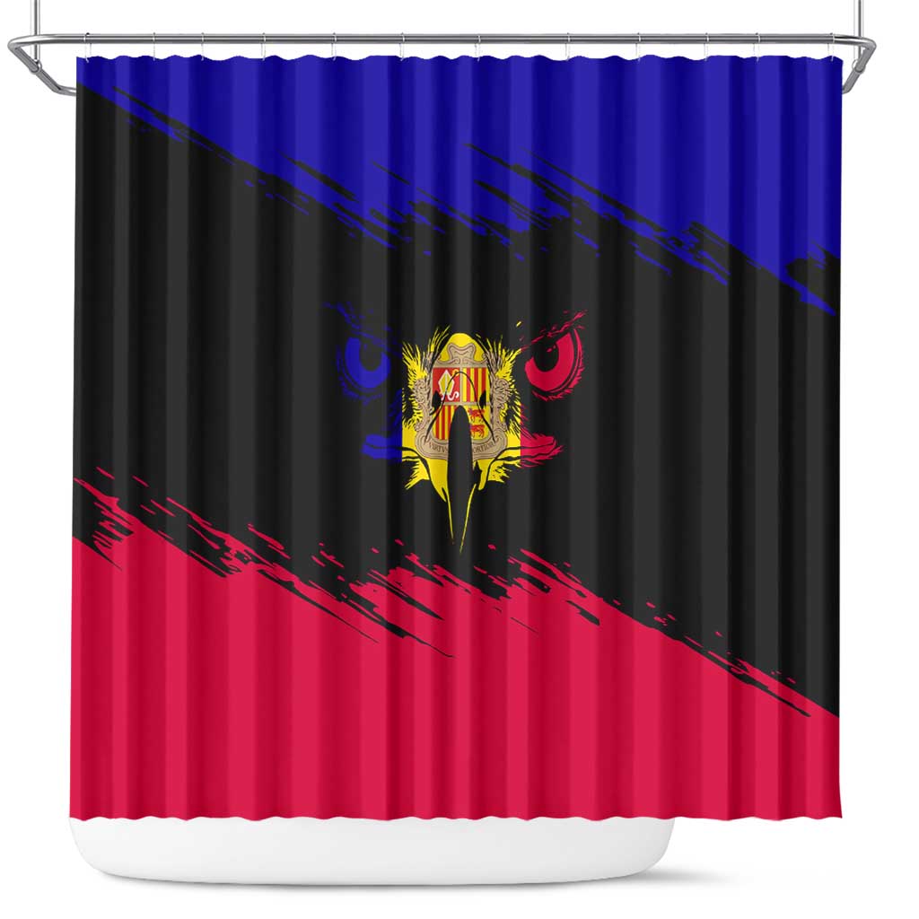 Andorra Shower Curtain with Eagle Eyes and Paint Stroke Design - Wonder Print Shop
