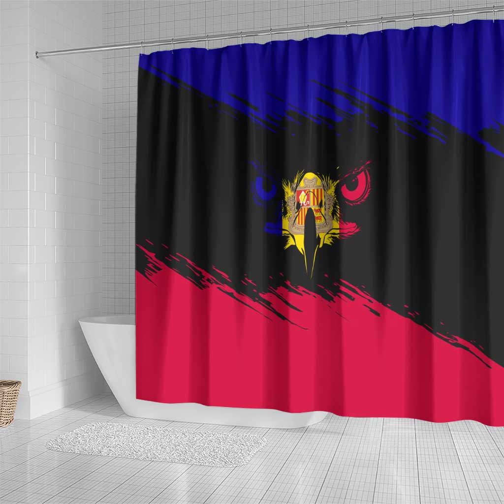 Andorra Shower Curtain with Eagle Eyes and Paint Stroke Design - Wonder Print Shop