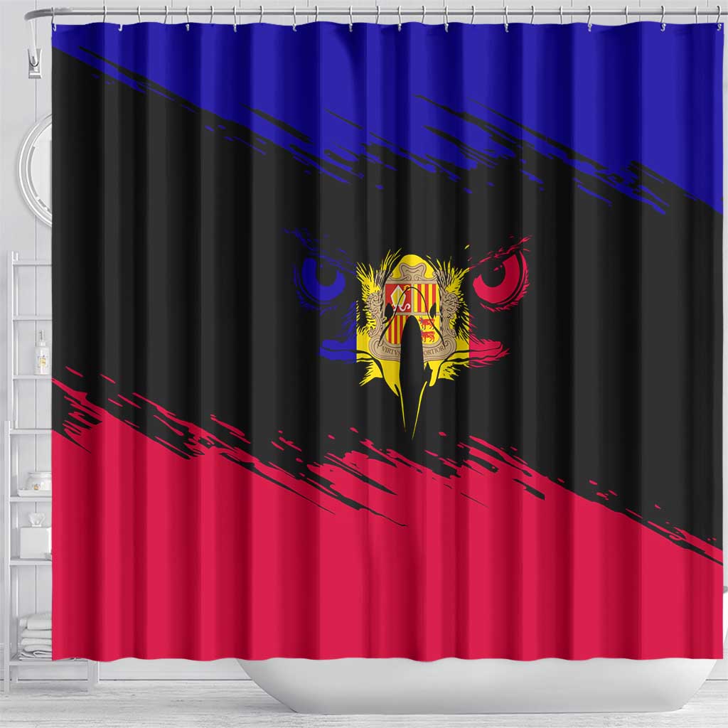 Andorra Shower Curtain with Eagle Eyes and Paint Stroke Design - Wonder Print Shop