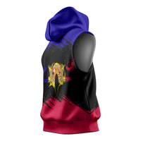 Andorra Sleeveless Hoodie with Eagle Eyes and Paint Stroke Design - Wonder Print Shop