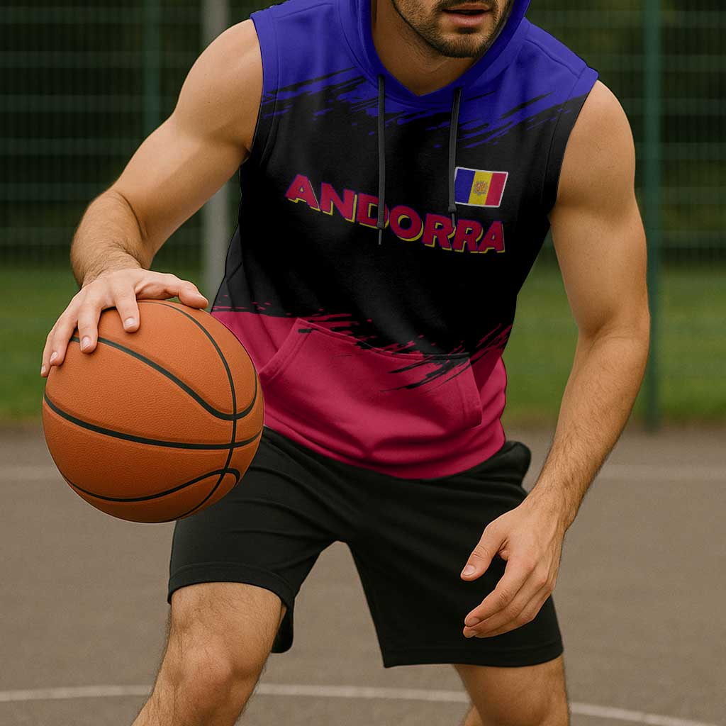 Andorra Sleeveless Hoodie with Eagle Eyes and Paint Stroke Design - Wonder Print Shop