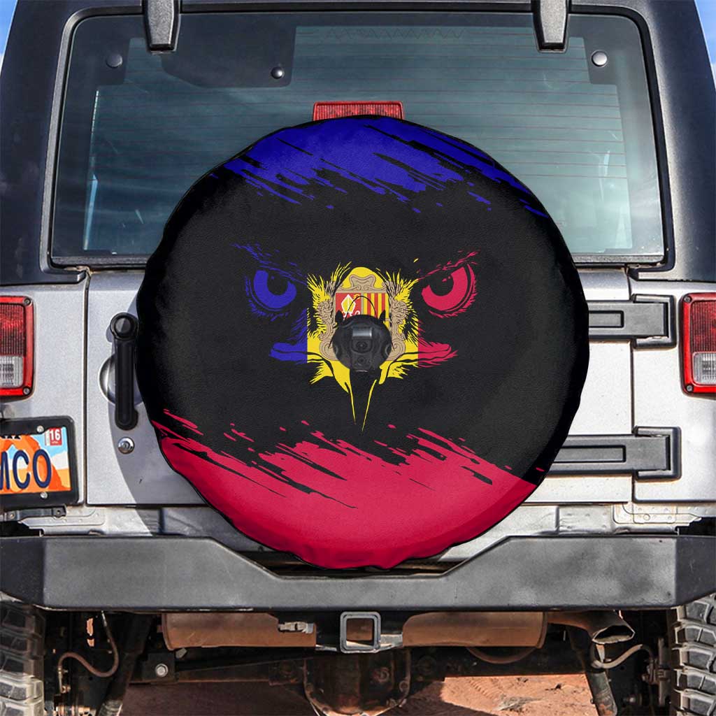 Andorra Spare Tire Cover with Eagle Eyes and Paint Stroke Design - Wonder Print Shop