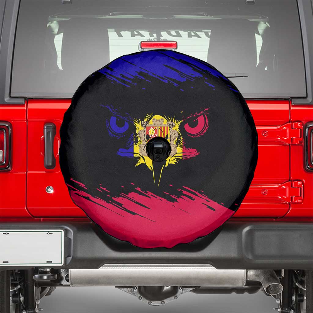 Andorra Spare Tire Cover with Eagle Eyes and Paint Stroke Design - Wonder Print Shop