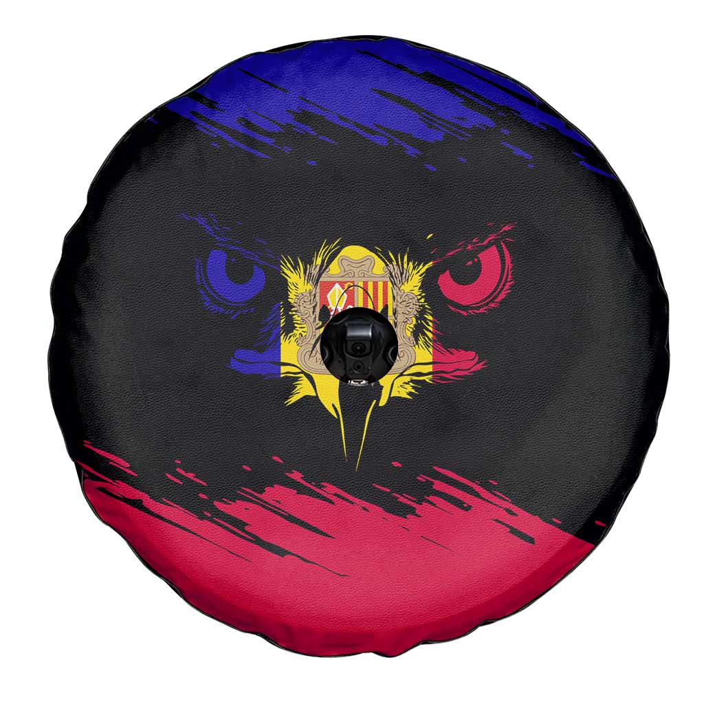Andorra Spare Tire Cover with Eagle Eyes and Paint Stroke Design - Wonder Print Shop