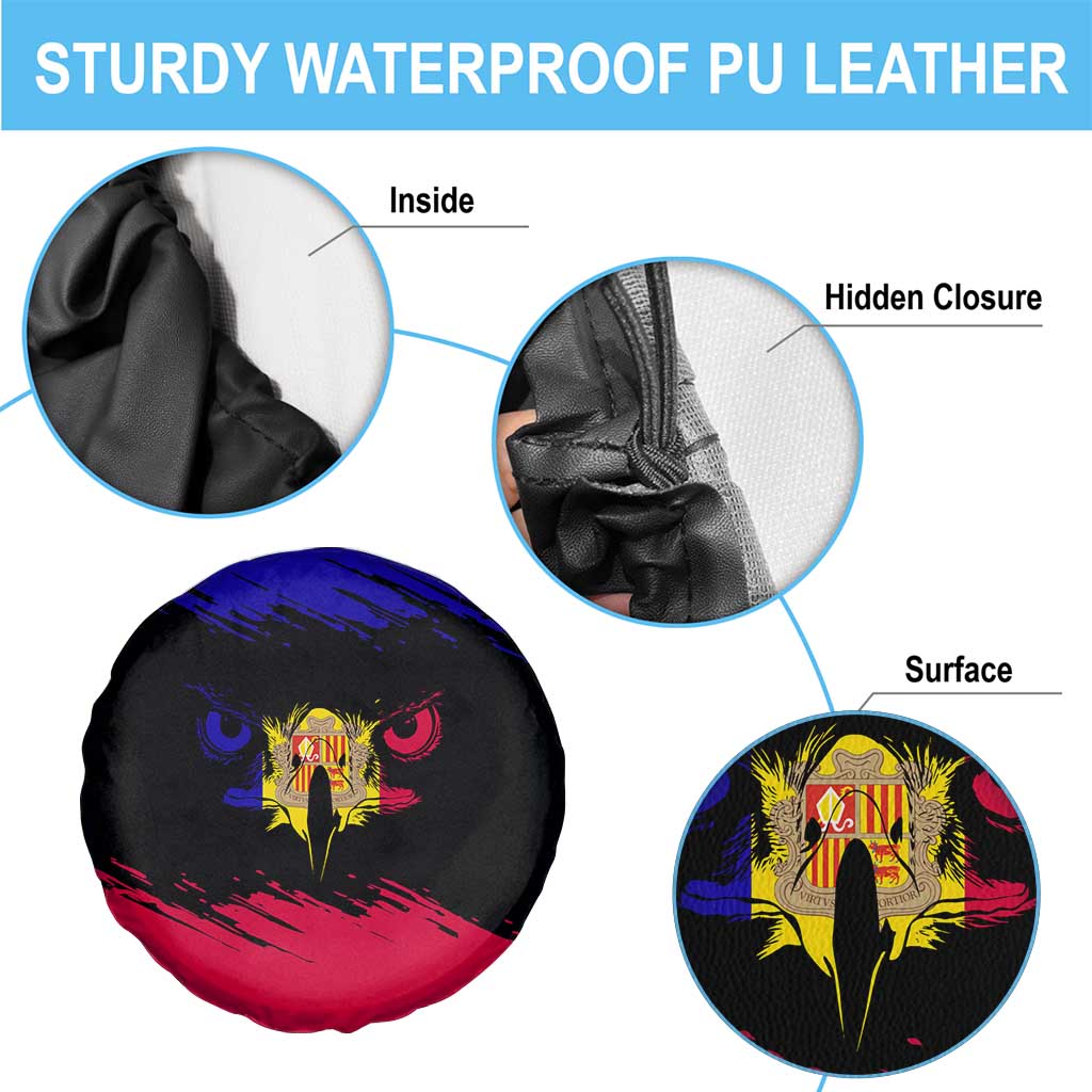 Andorra Spare Tire Cover with Eagle Eyes and Paint Stroke Design - Wonder Print Shop