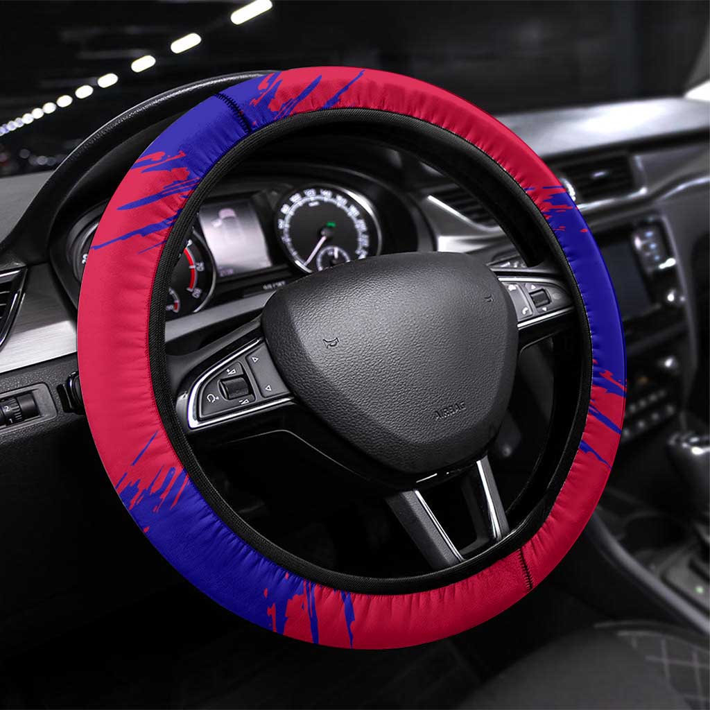 Andorra Steering Wheel Cover with Eagle Eyes and Paint Stroke Design - Wonder Print Shop