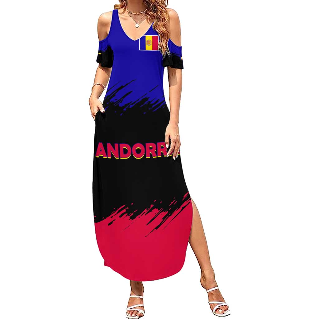 Andorra Summer Maxi Dress with Eagle Eyes and Paint Stroke Design - Wonder Print Shop