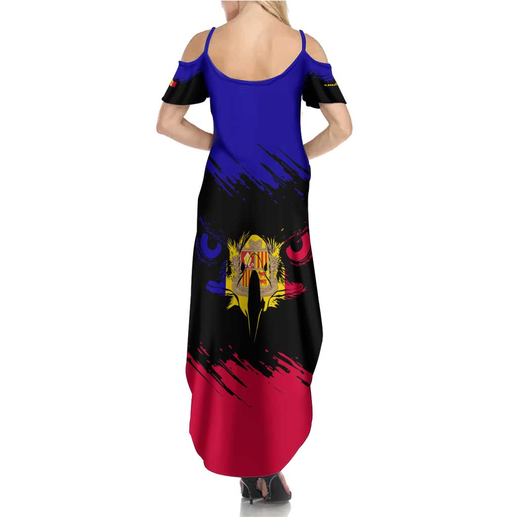 Andorra Summer Maxi Dress with Eagle Eyes and Paint Stroke Design - Wonder Print Shop