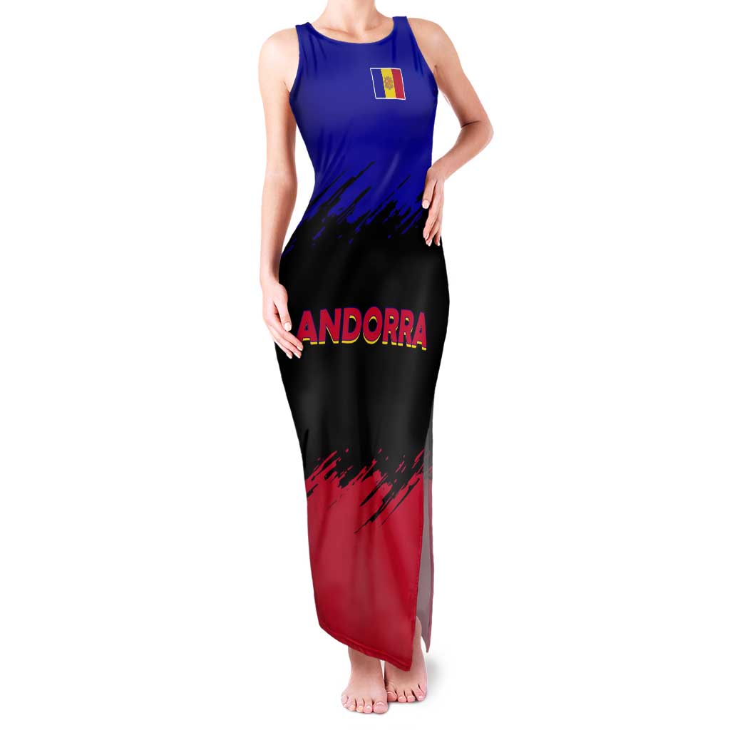 Andorra Tank Maxi Dress with Eagle Eyes and Paint Stroke Design - Wonder Print Shop