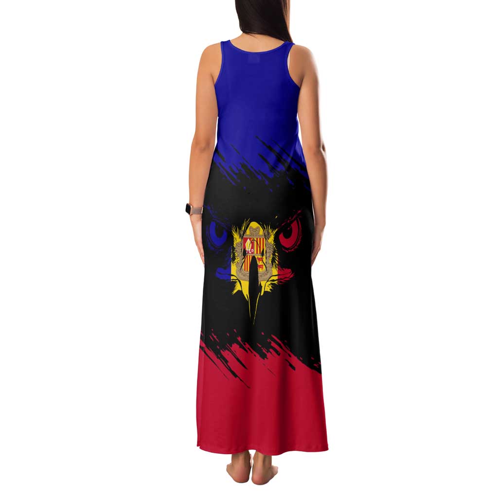 Andorra Tank Maxi Dress with Eagle Eyes and Paint Stroke Design - Wonder Print Shop