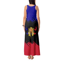 Andorra Tank Maxi Dress with Eagle Eyes and Paint Stroke Design - Wonder Print Shop