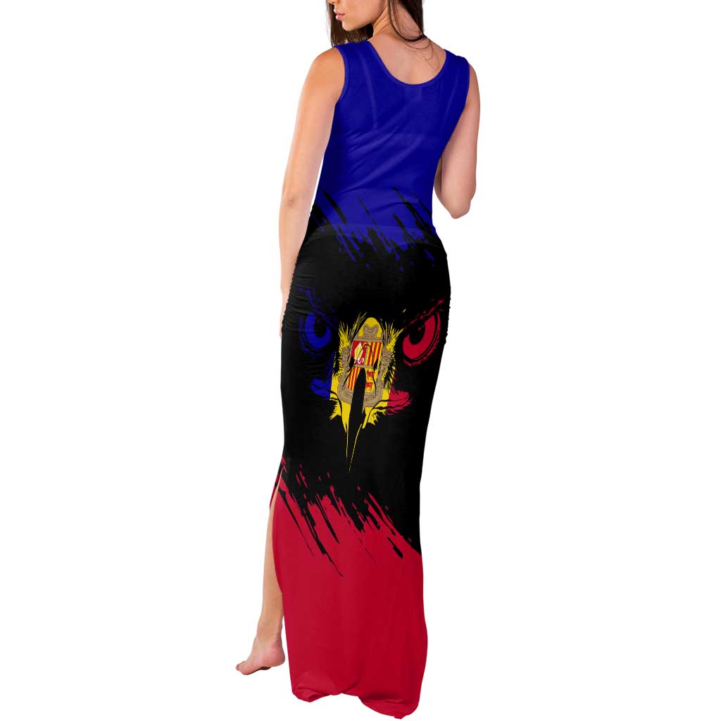 Andorra Tank Maxi Dress with Eagle Eyes and Paint Stroke Design - Wonder Print Shop