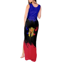 Andorra Tank Maxi Dress with Eagle Eyes and Paint Stroke Design - Wonder Print Shop
