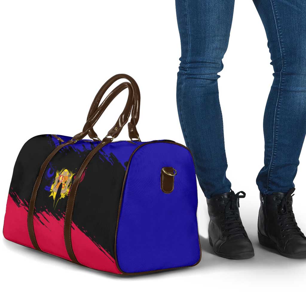 Andorra Travel Bag with Eagle Eyes and Paint Stroke Design - Wonder Print Shop