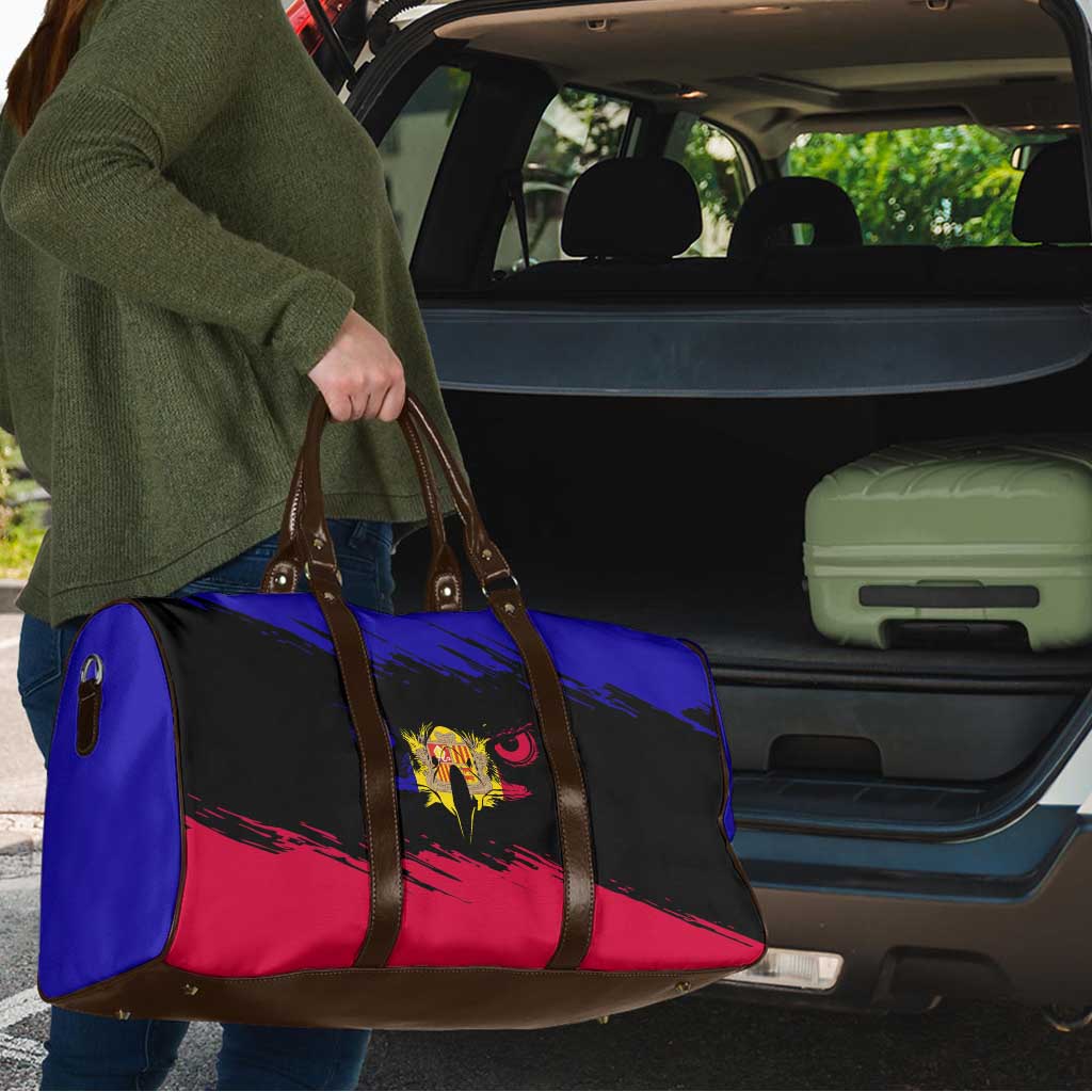 Andorra Travel Bag with Eagle Eyes and Paint Stroke Design - Wonder Print Shop
