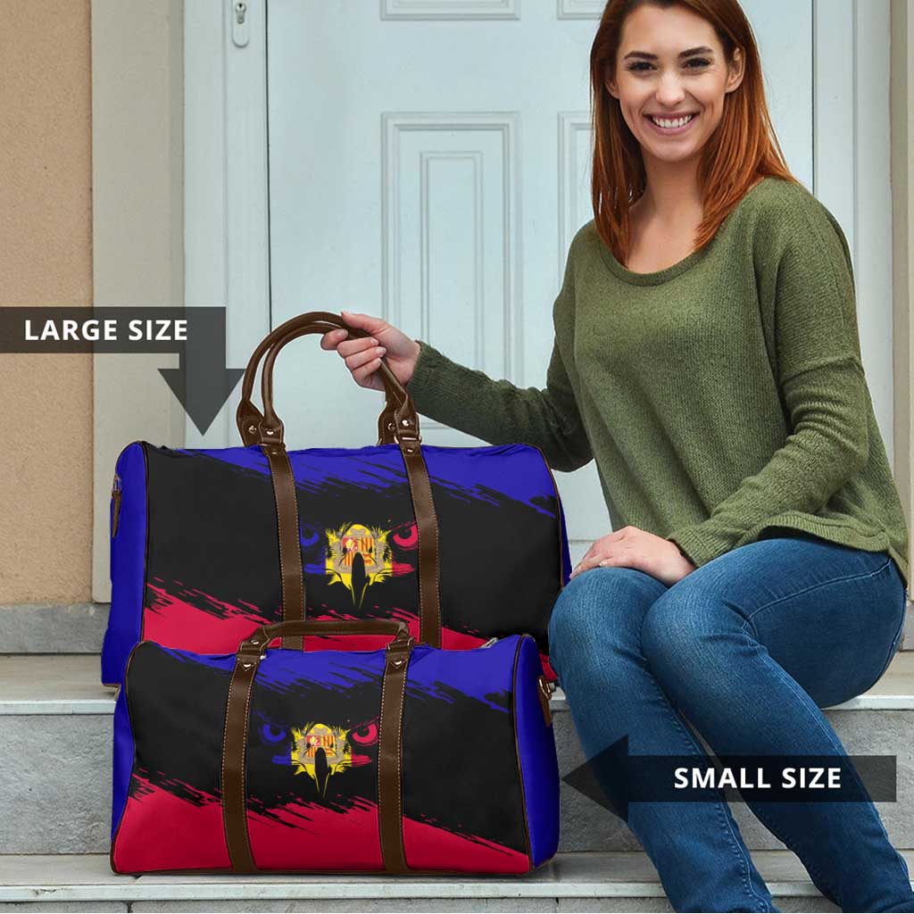 Andorra Travel Bag with Eagle Eyes and Paint Stroke Design - Wonder Print Shop