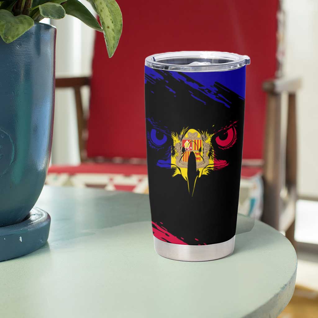 Andorra Tumbler Cup with Eagle Eyes and Paint Stroke Design - Wonder Print Shop