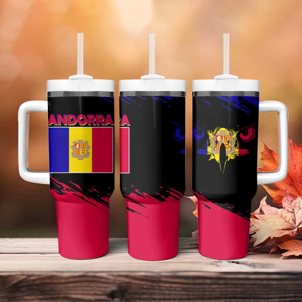 Andorra Tumbler With Handle with Eagle Eyes and Paint Stroke Design - Wonder Print Shop