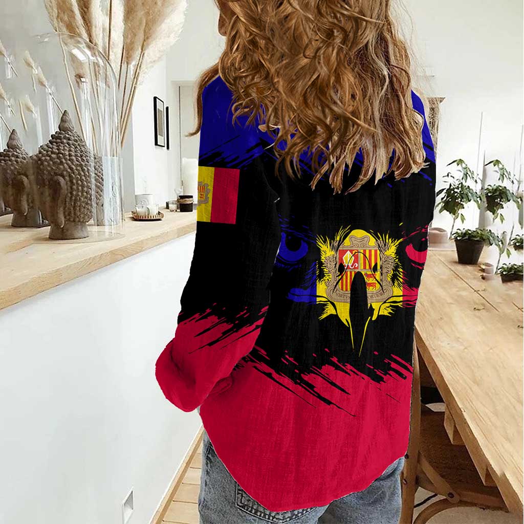 Andorra Women Casual Shirt with Eagle Eyes and Paint Stroke Design - Wonder Print Shop