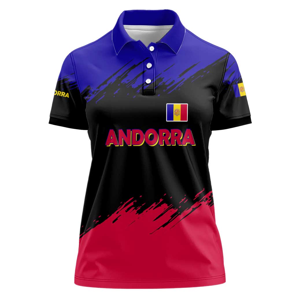 Andorra Women Polo Shirt with Eagle Eyes and Paint Stroke Design - Wonder Print Shop