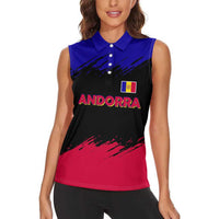 Andorra Women Sleeveless Polo Shirt with Eagle Eyes and Paint Stroke Design - Wonder Print Shop