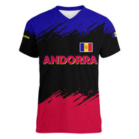 Andorra Women V-Neck T-Shirt with Eagle Eyes and Paint Stroke Design - Wonder Print Shop